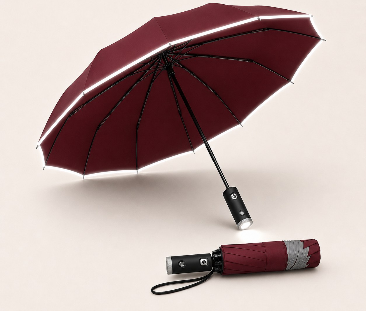 Simply Seen LED reverse folding umbrella in Black