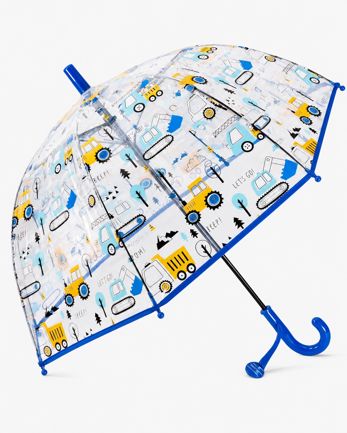 Clear dome canopy with construction vehicle print